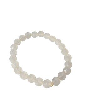White Moonstone Beaded Stretch Bracelet Crystal Jewelry